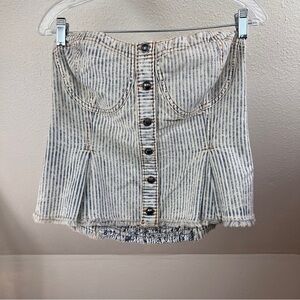ANTHROPOLOGIE PILCRO Denim Bustier. Button front w/smock back. Size Large. NWT